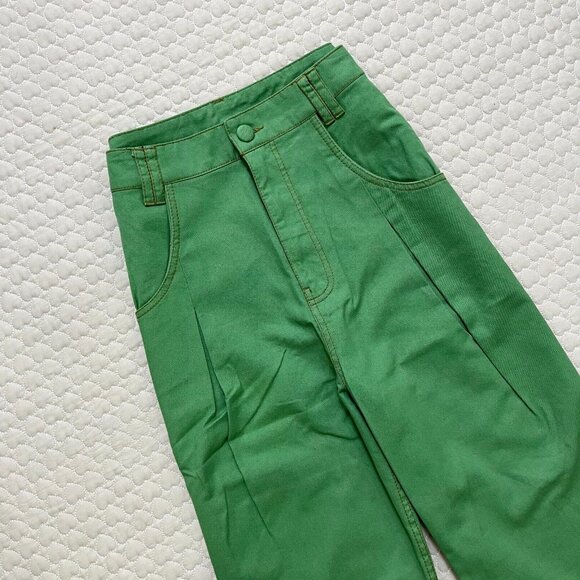 FARM Rio Green Straight Pleat Pants NWOT Women's Size 27 W29 Cotton High Waist - Picture 7 of 14